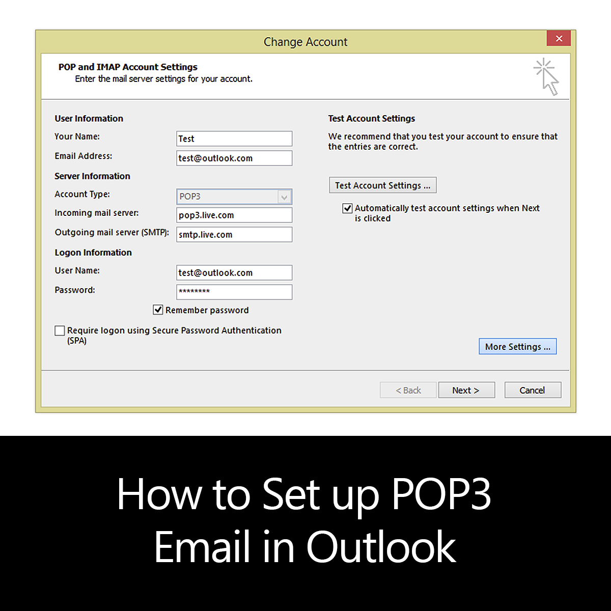 How to Set up POP3 Email in Outlook