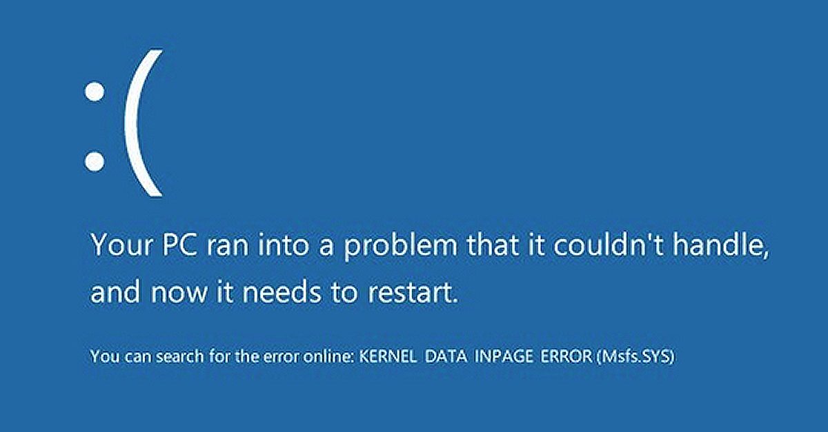 Kernel data inpage error