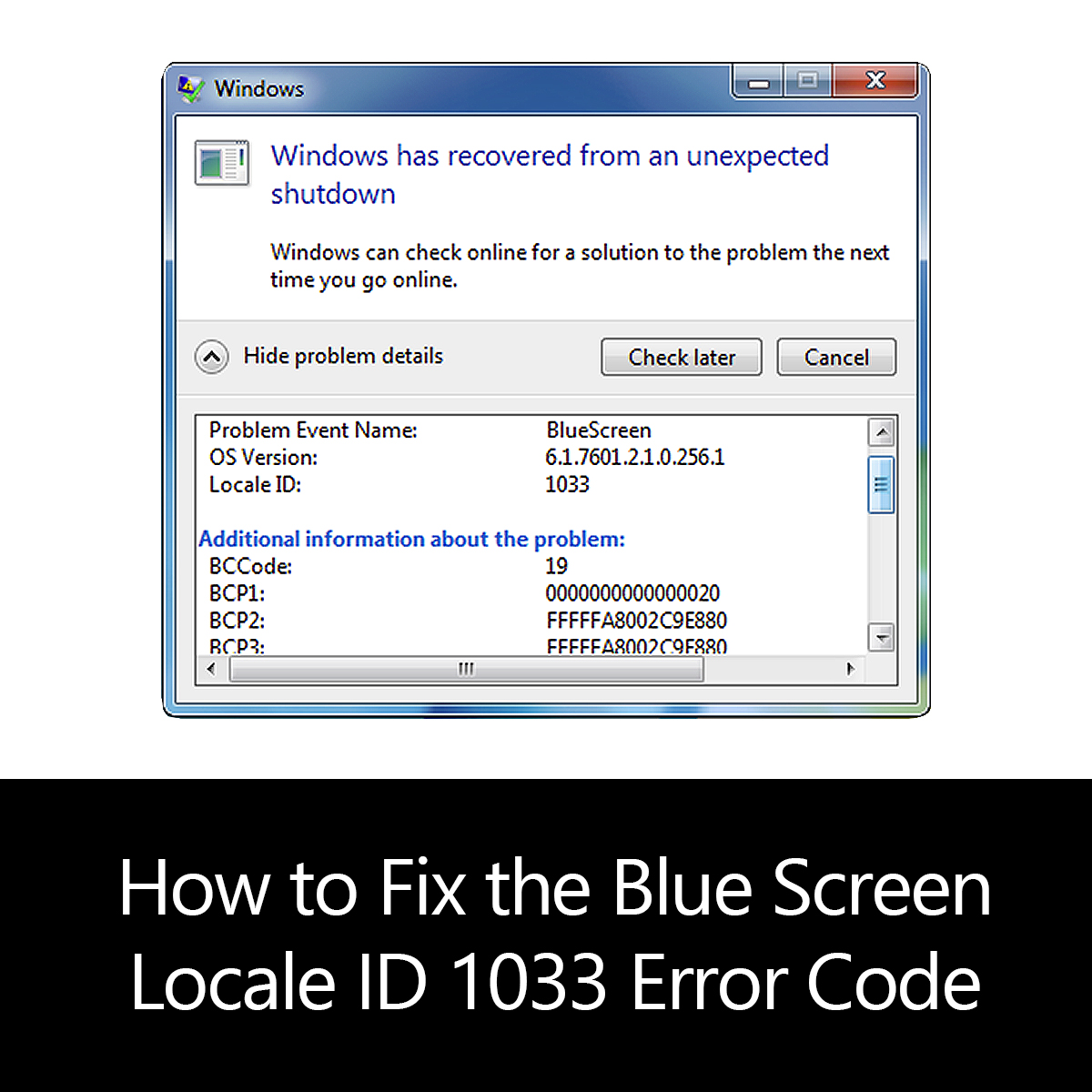 How To Fix The Blue Screen Locale Id 1033 Error Code Error Tools