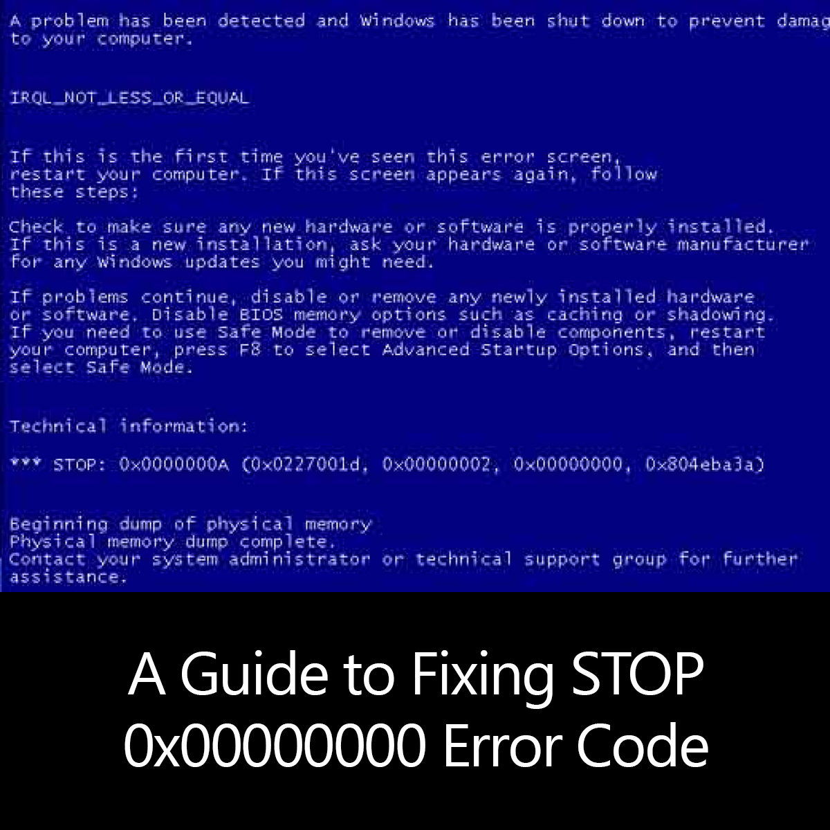 A Guide To Fixing Stop 0x Error Code Error Tools