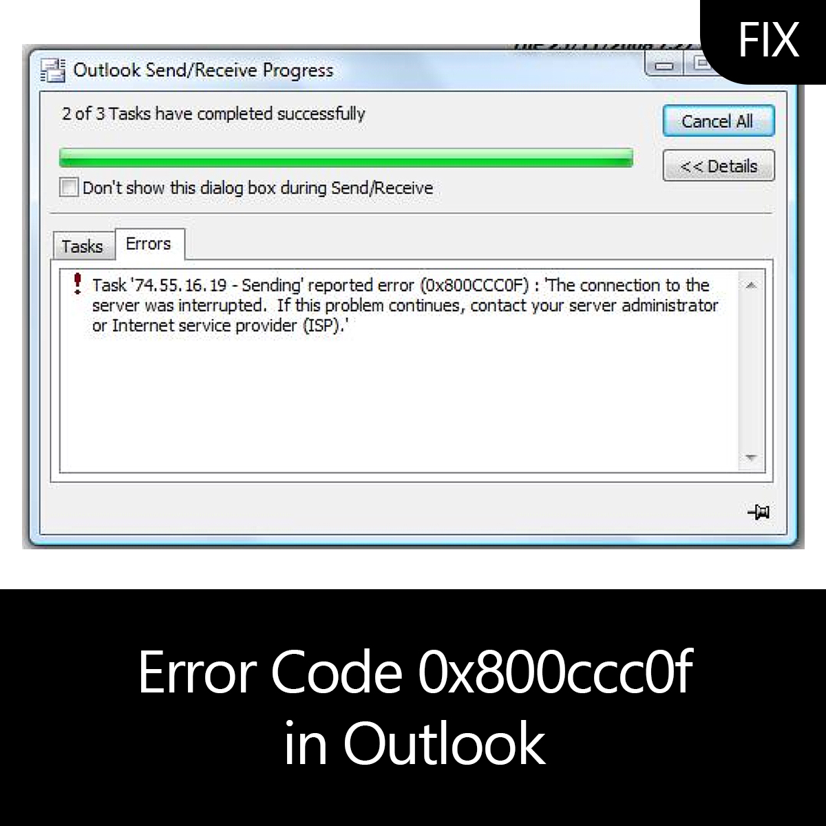error value 0x800ccc0f outlook 2003