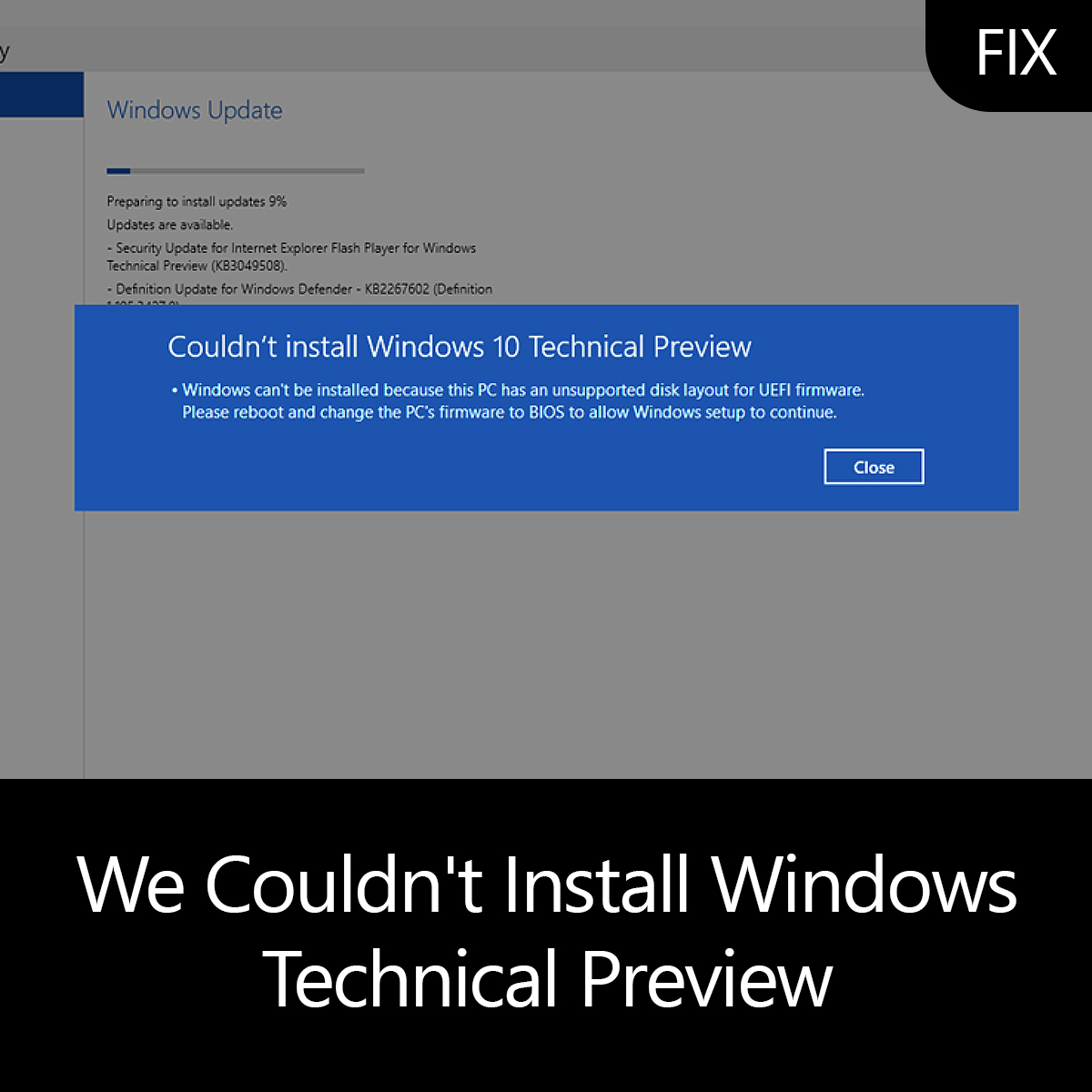 windows 10 couldnt be installed