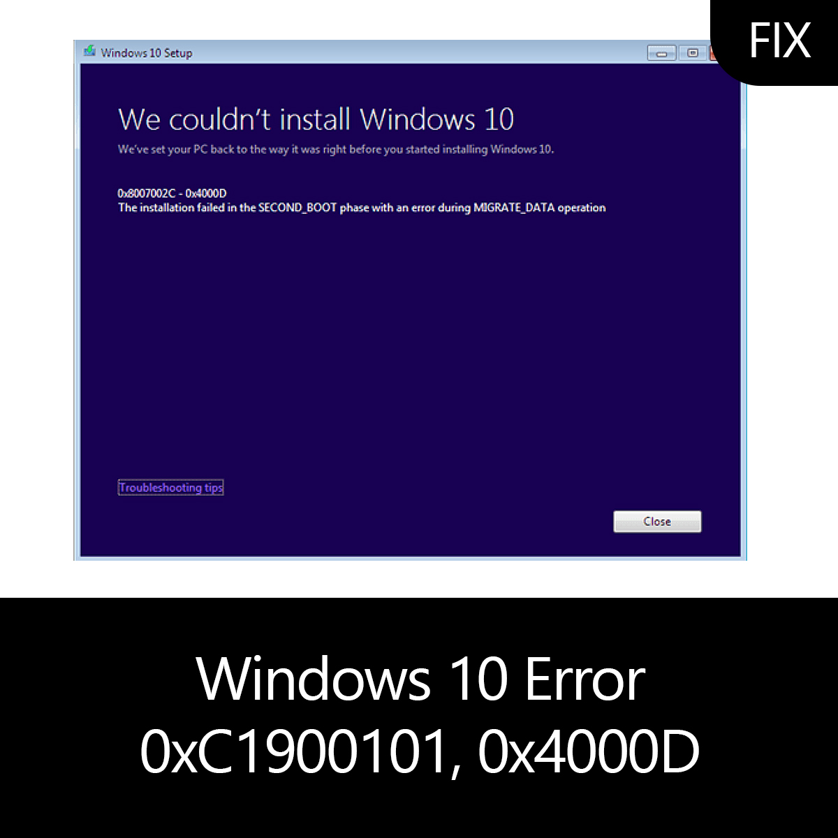 windows 10 migrate data error