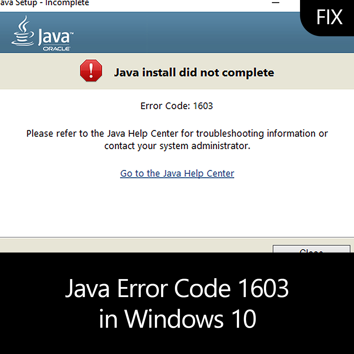 java install error 1603 windows 10