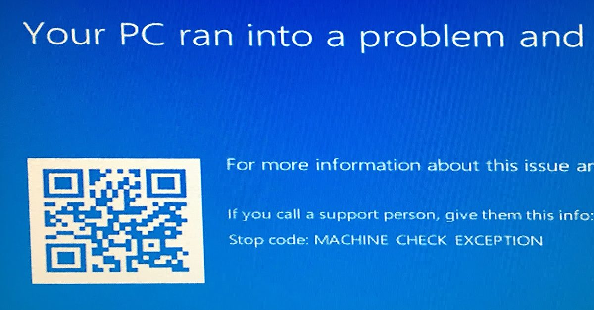 Machine check exception windows 10