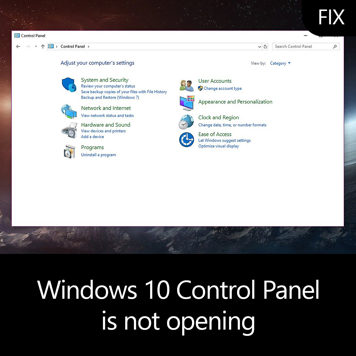 windows 10 control panel wont open