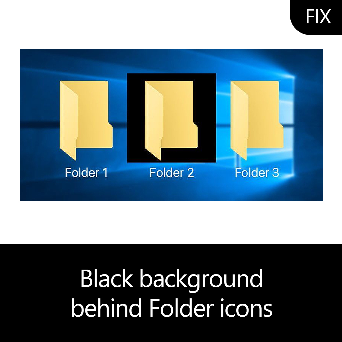 Windows 10 explorer show square black background folder icons techsupport
