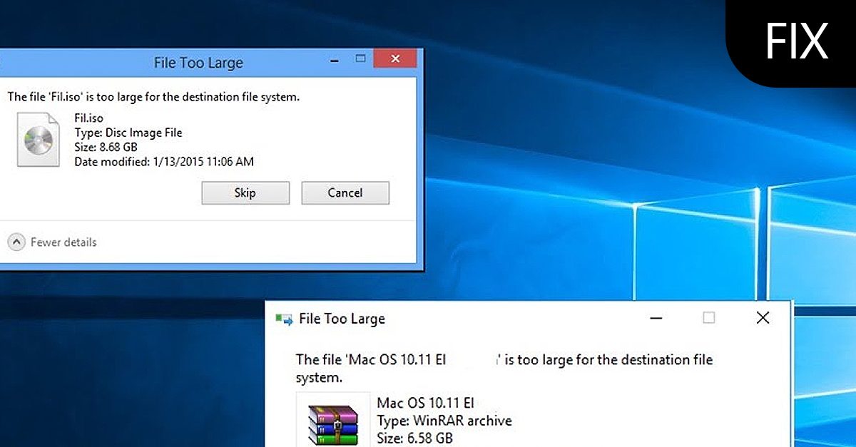 How To Fix The File Too Large Error In Windows 10 Errortools