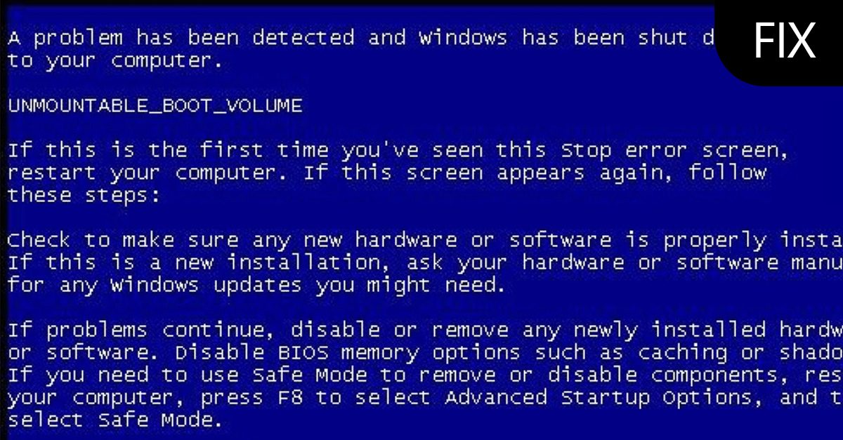 UNMOUNTABLE_BOOT_VOLUME ErrorTools