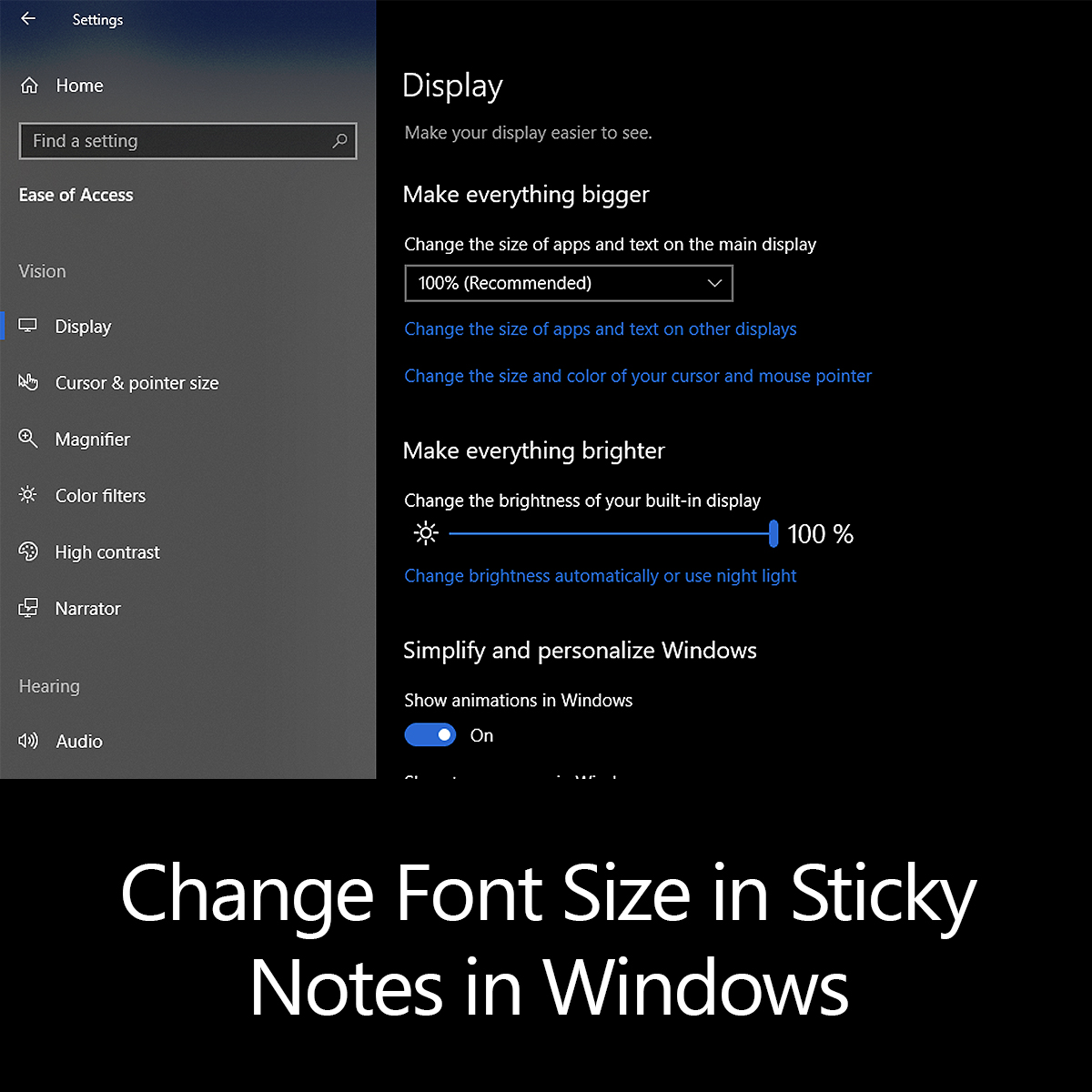 windows 10 sticky notes font size