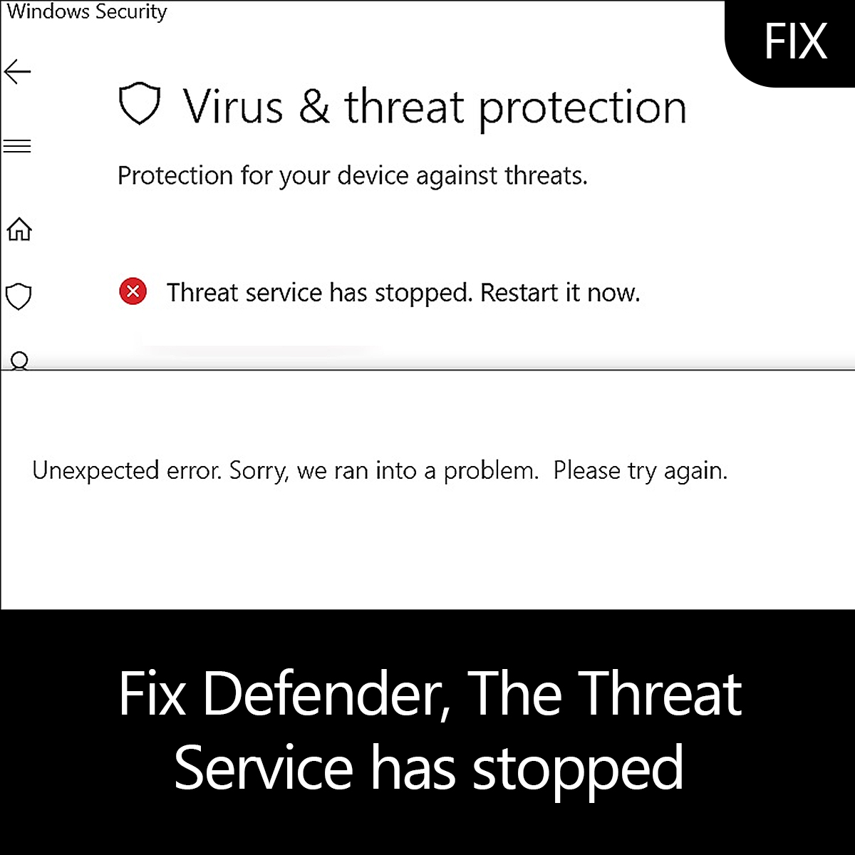 windows defender service stopped