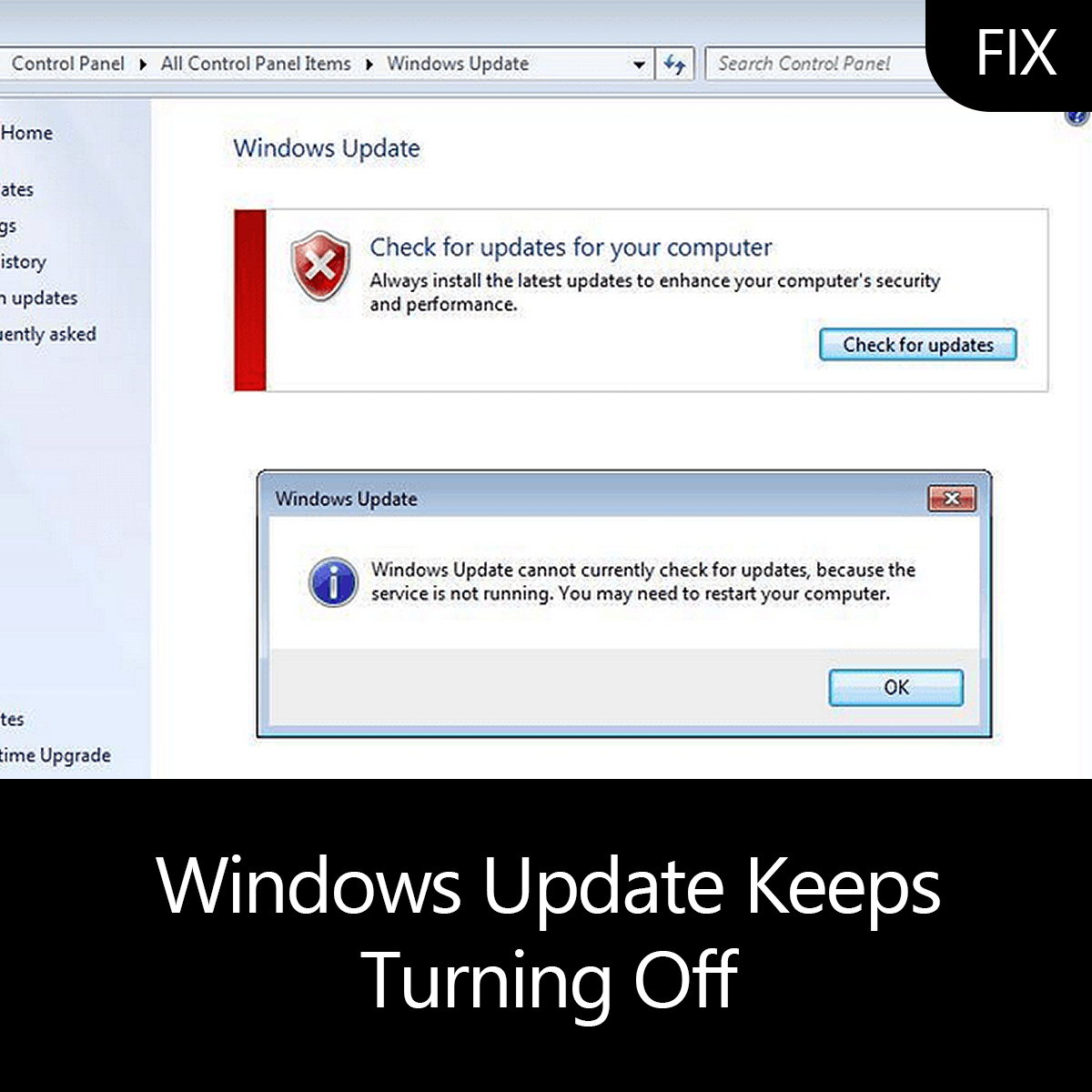 why does windows update keep turning off