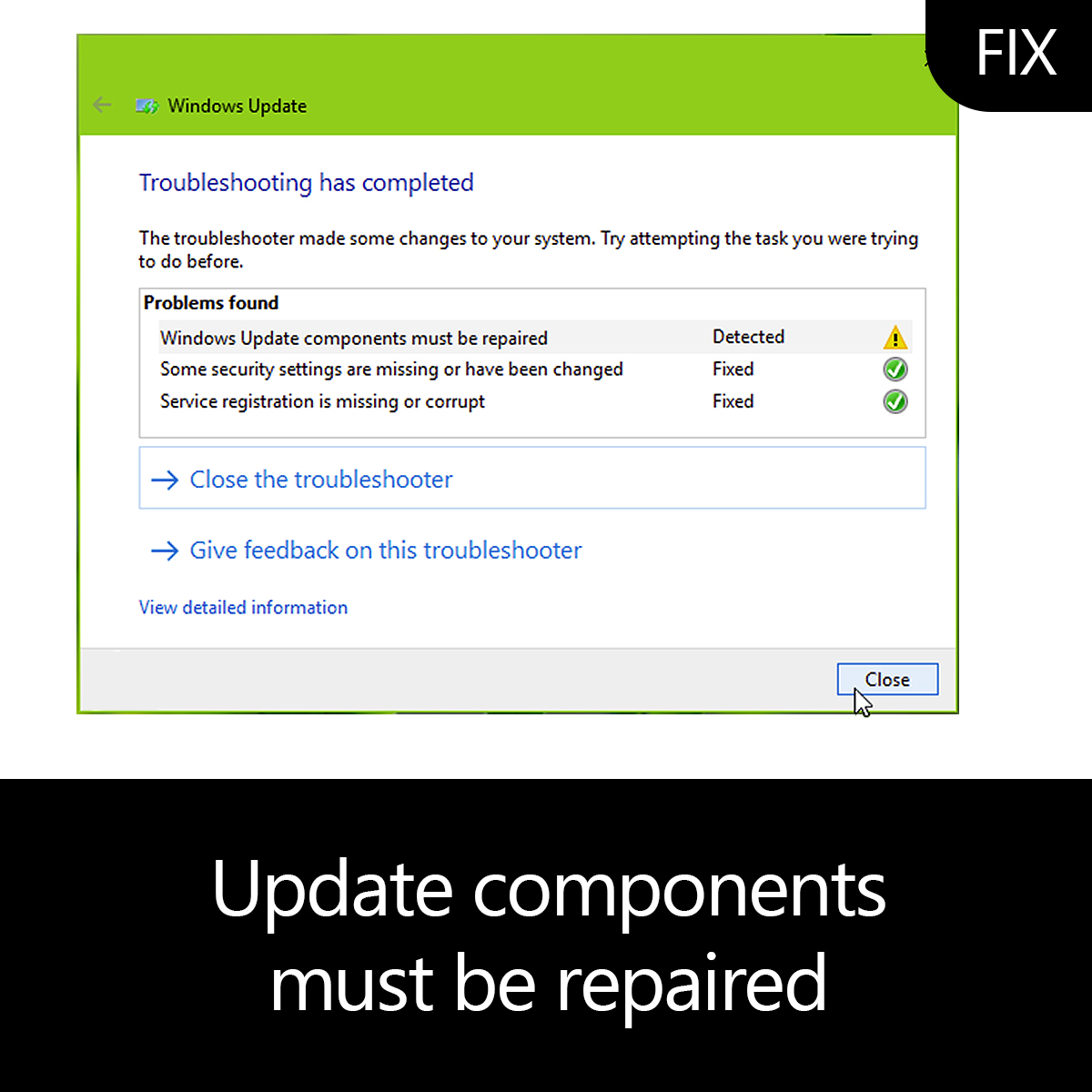 windows 10 update components must be repaired