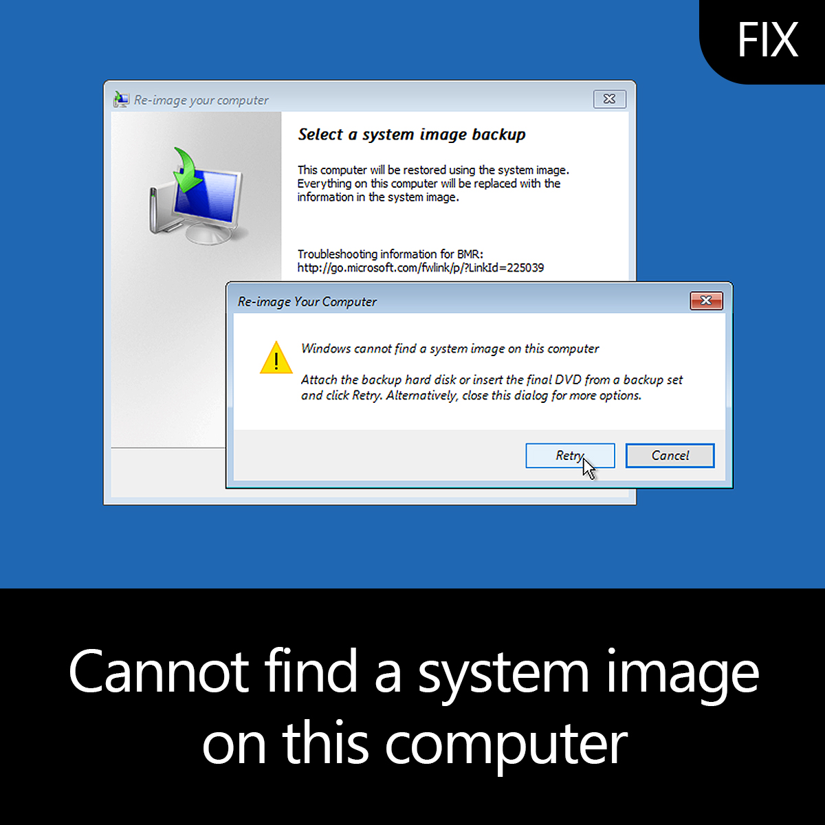 windows cannot find system image