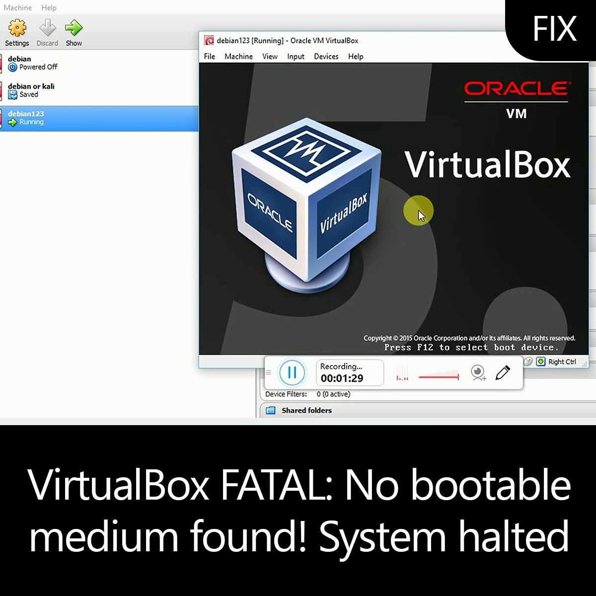 virtualbox cd boot error