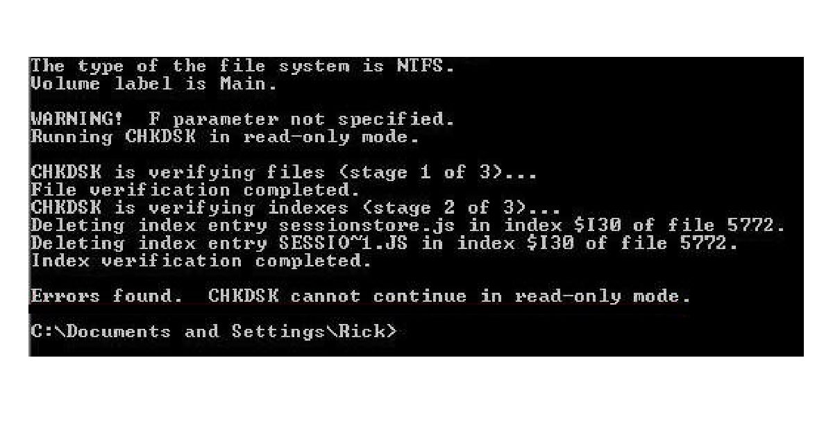 CHKDSK Cannot Continue In Read only Mode ErrorTools