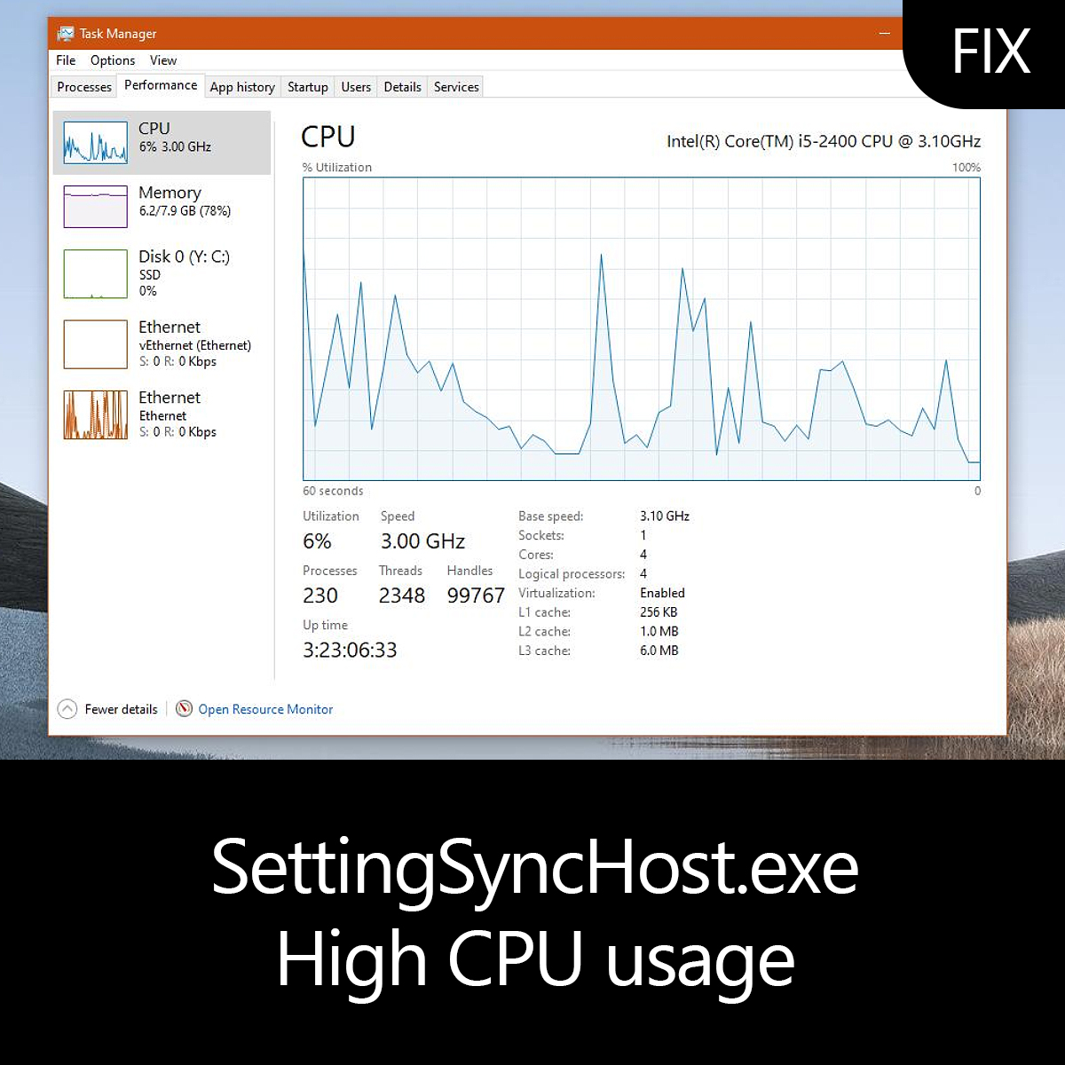 host process for setting synchronization high cpu