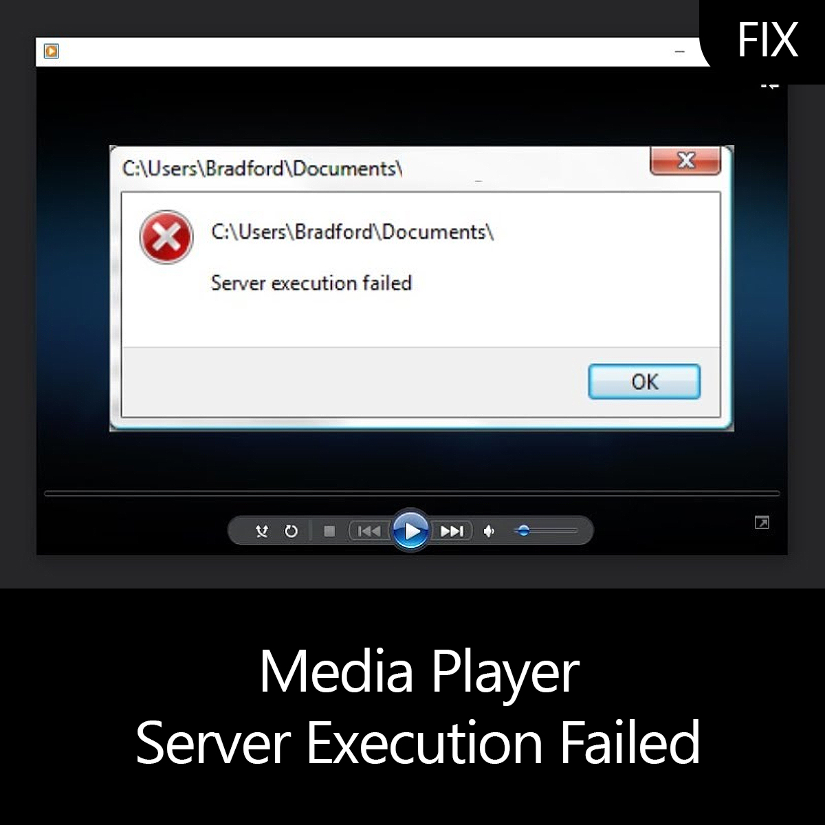 windows media player server execution failed