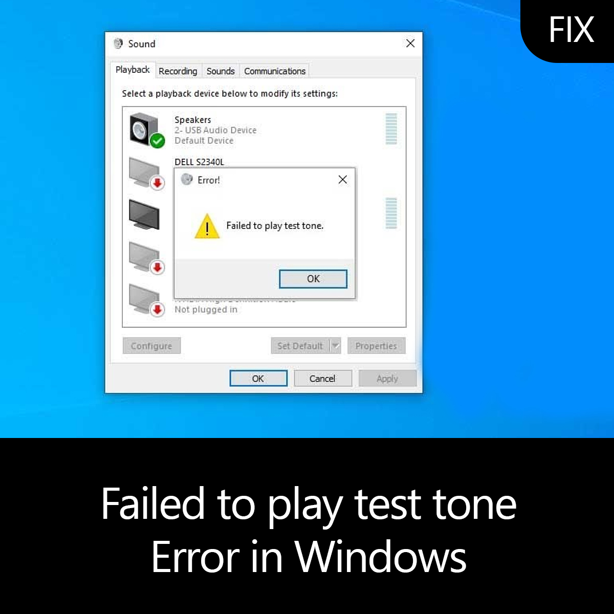 Fix Failed to play test tone Error in Windows - Error Tools