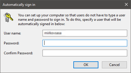 automatically sign in dialog
