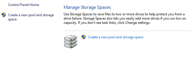 storage spaces manage storage spaces