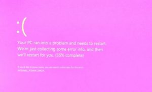 pink screen of death in windows 10