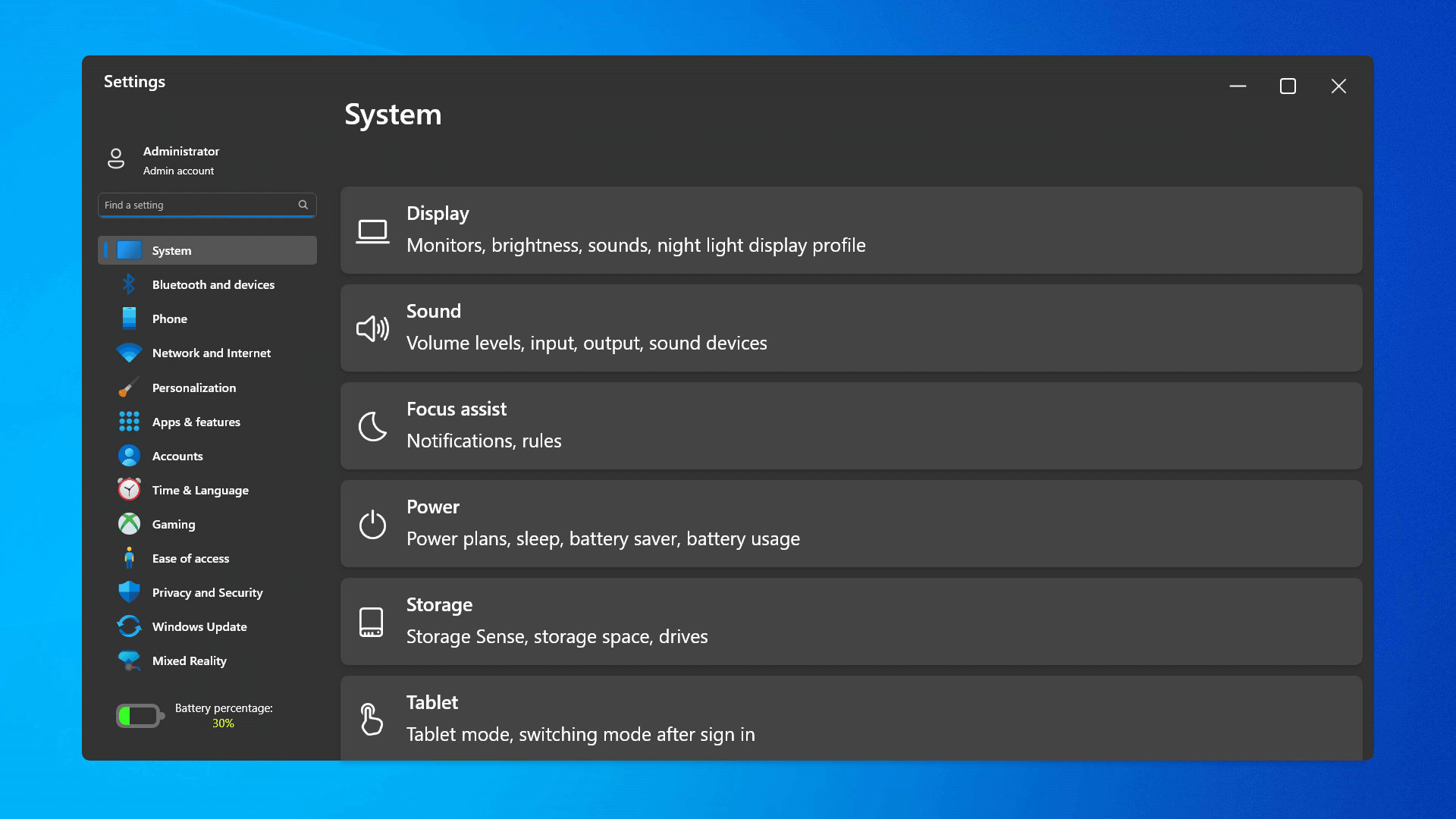 Windows 11 settings app