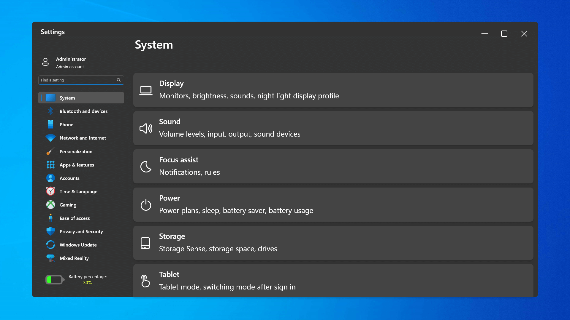 Aplicación de configuración de Windows 11