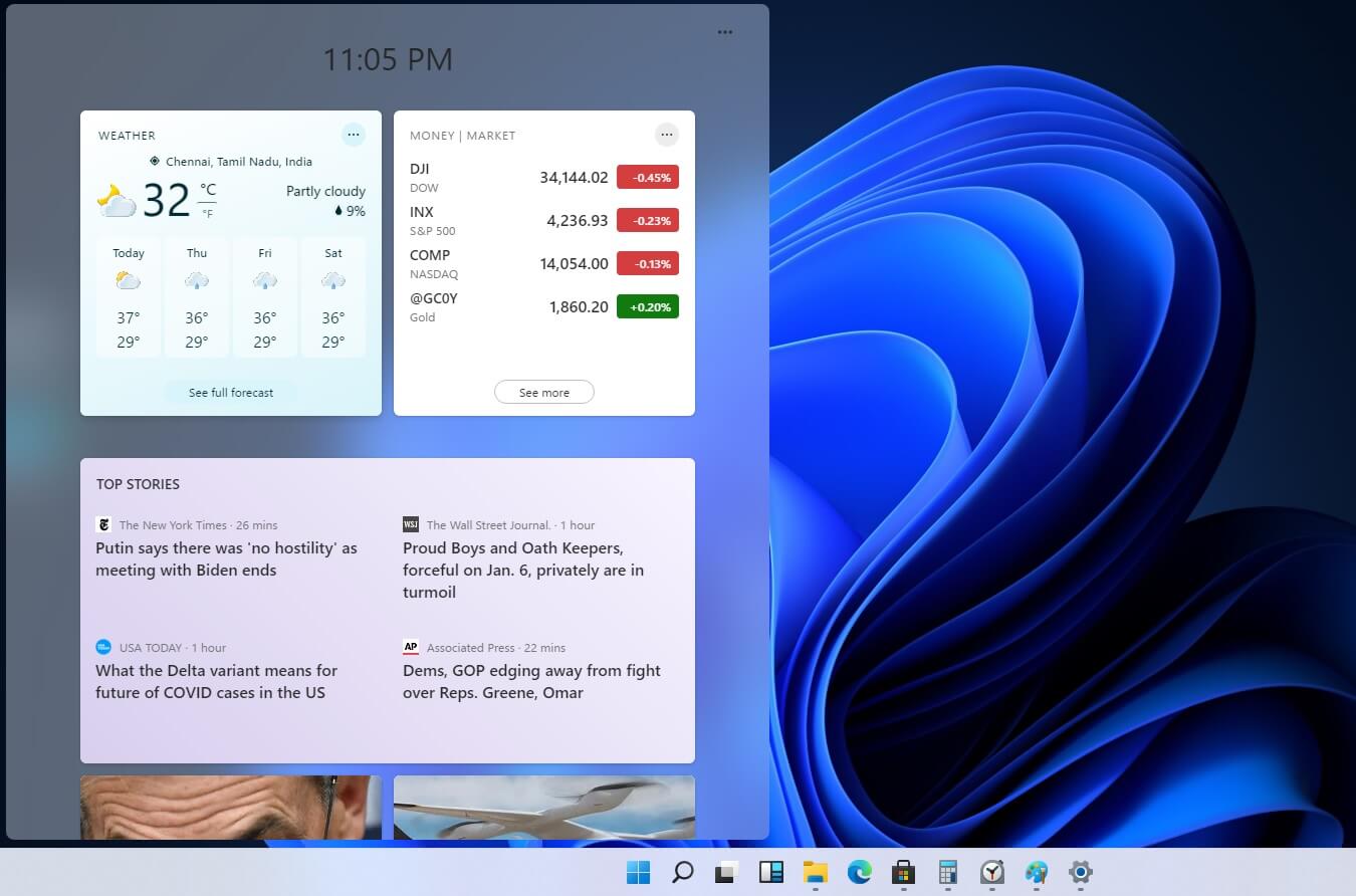 widgets personalizados do Windows