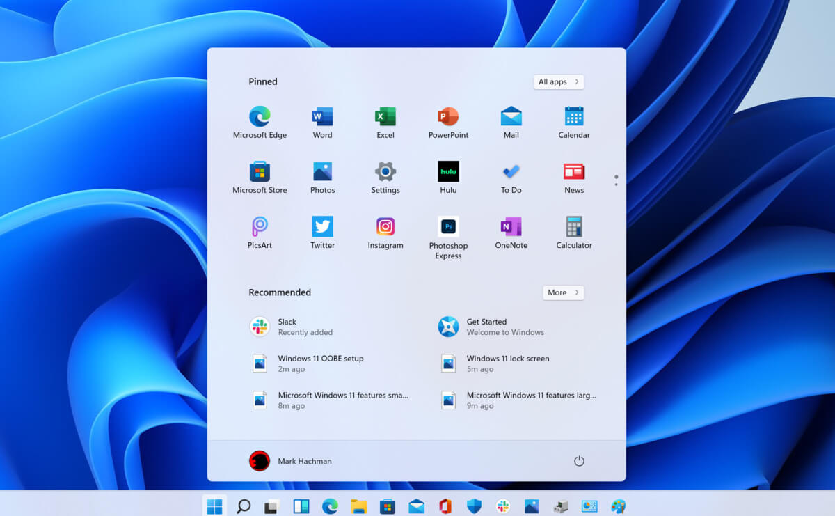barra delle applicazioni di Windows 11