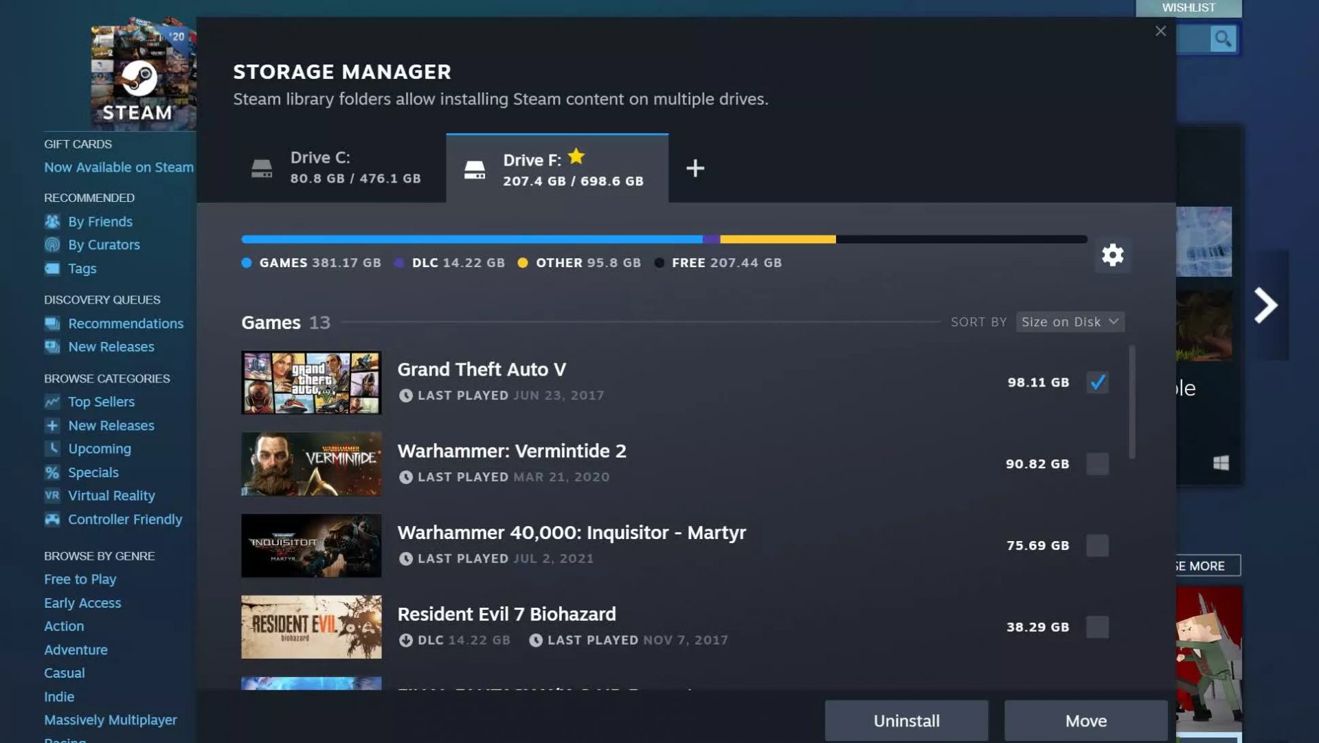 steam storage manager