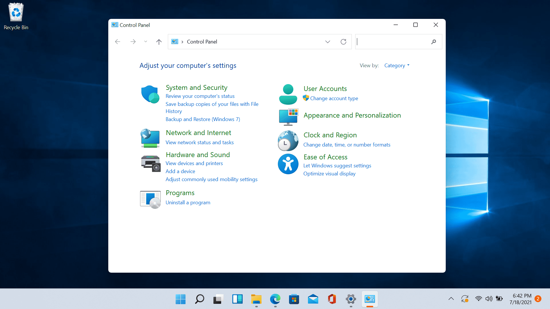 windows 11 control panel