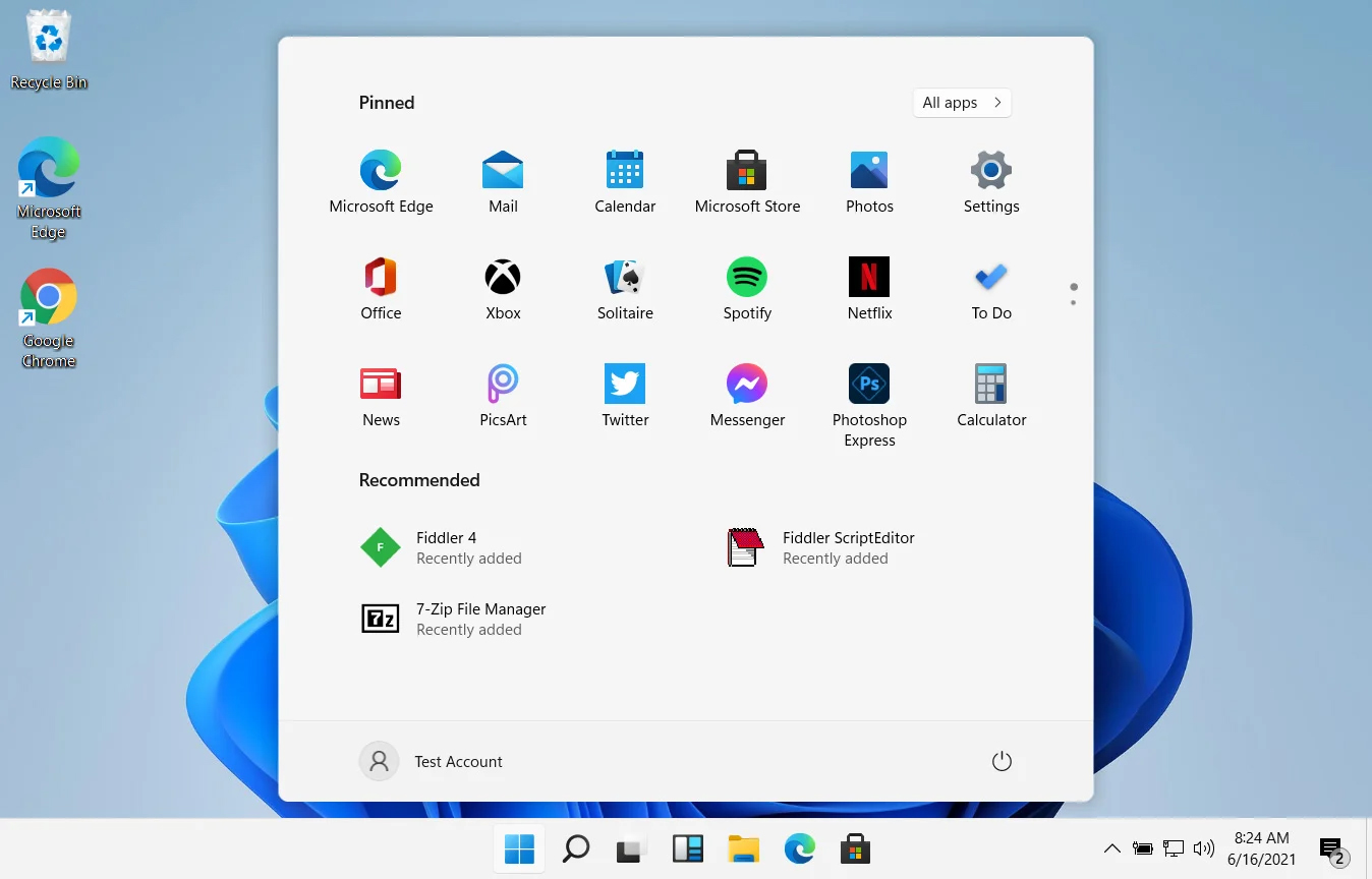 windows 11 start menu