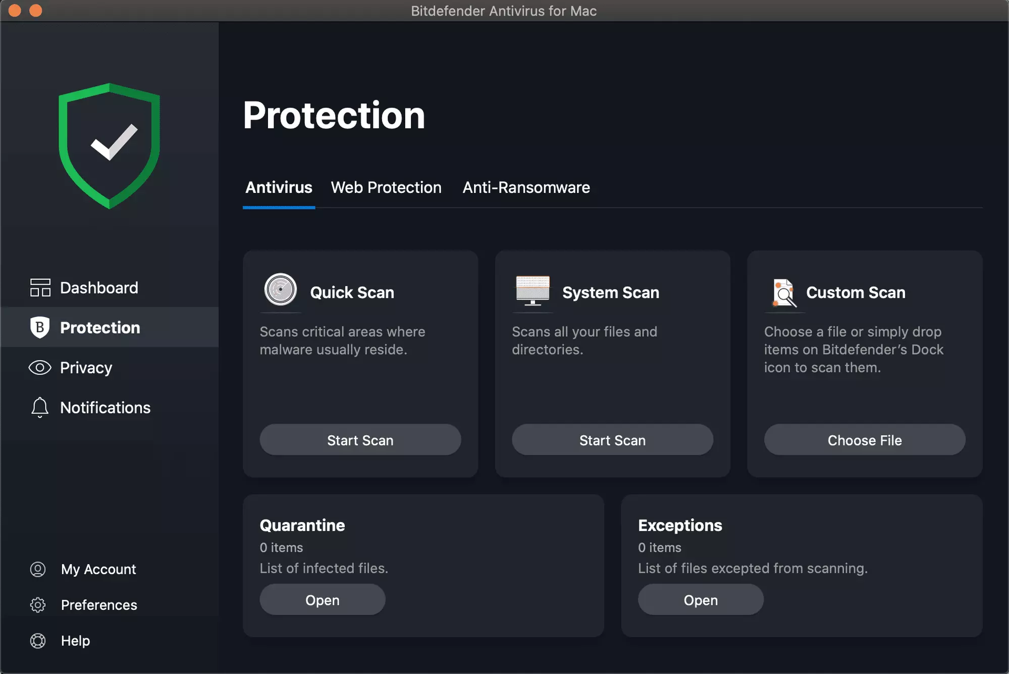 شاشة bitdefender