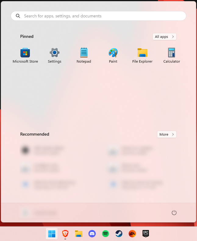 Gecentraliseerde taakbalk en startmenu